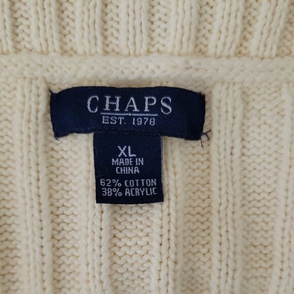 Vintage Chaps Cream Sleevles Cardiagan Sweater Vest Size XL - Picture 2 of 5